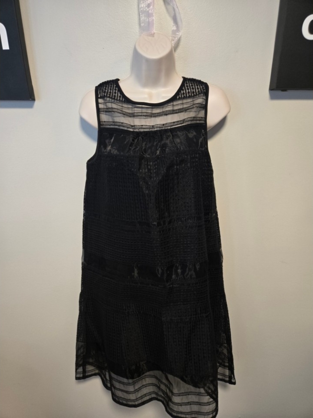 Madewell Dusksheer Black Sleeveless Lace Overlay Shift Dress